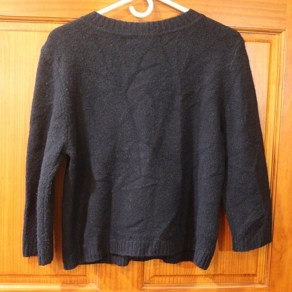 Cynthia Cynthia Steffe Black Cardigan Pocket Beaded Sweater Wool Blend LG - Picture 8 of 14